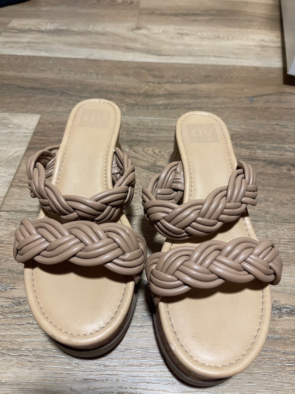 Dolce Vita Braided Double-Strap Slide Sandals in Taupe